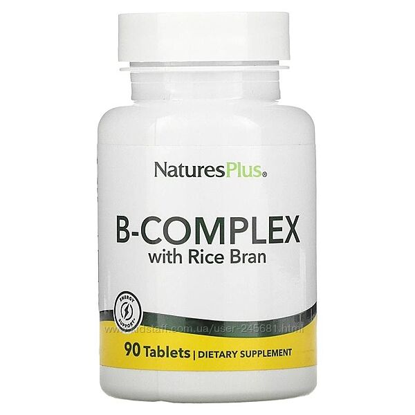 Nature&acutes Plus, Комплекс витаминов B с рисовыми отрубями, 90 таблеток