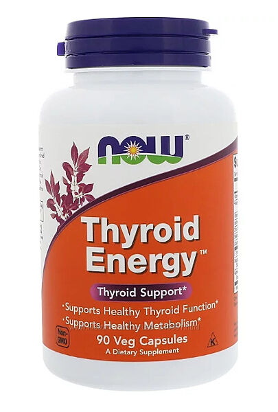 Now Foods, Thyroid Energy, Энергия щитовидки  90 растительных капсул