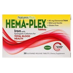 Nature&acutes Plus, Hema-Plex 30 таблеток с длительным высвобождением железо