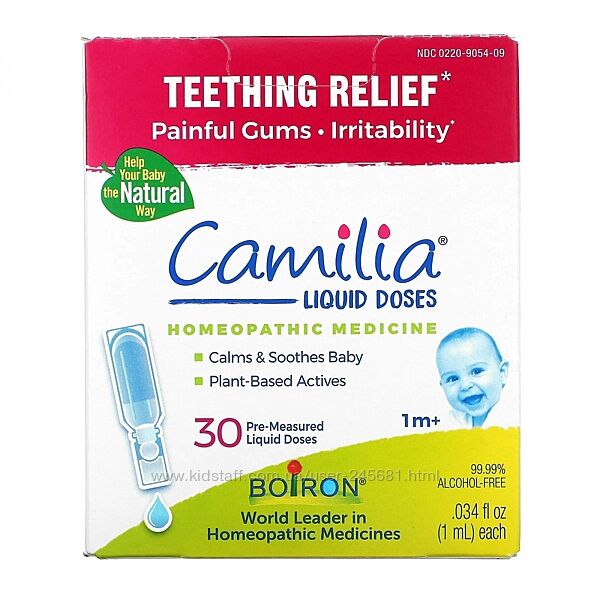 Boiron, Camilia, средство для снятия боли при прорезывании зубов, 30 доз 