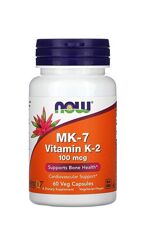 Now Foods MK-7, витаминK2, 100мкг, 60растительных капсул