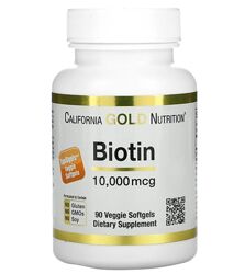 California Gold Nutrition, биотин, 10 000 мкг, 90 вегетарианских капсул 