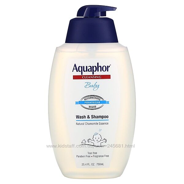 Aquaphor, Baby, дитячий гель для душу та шампунь, без ароматизаторів, 750мл