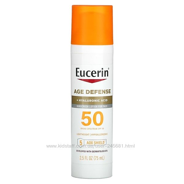 Eucerin, антивіковий захист, легкий сонцезахисний лосьйон для обличчя, SPF 50