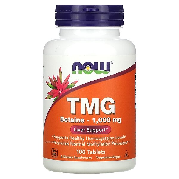 NOW Foods, TMG триметилгліцин, 1000 мг, 100 таблеток 