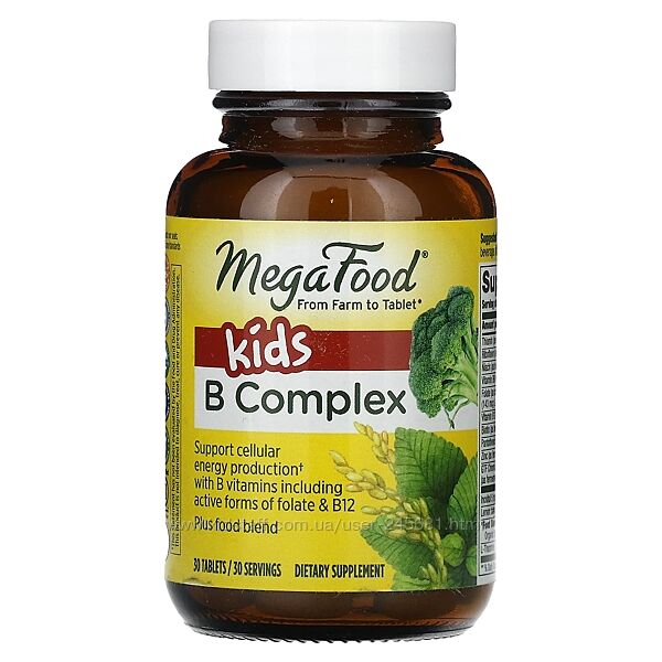 MegaFood, Комплекс вітамінів групи B для дітей, 30 таблеток 