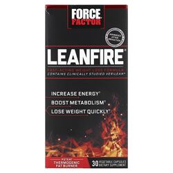 Force Factor, LeanFire, швидкодіюча формула для схуднення, 30 рослинних кап