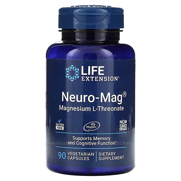 Life Extension, Neuro-Mag, магній L-треонат, 90 вегетаріанських капсул 