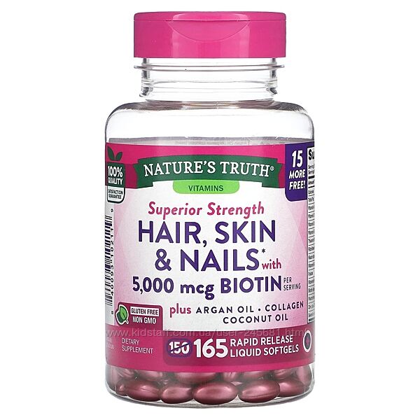 Nature&acutes Truth, добавка з біотином для волосся, шкіри та нігтів, 5000 мкг
