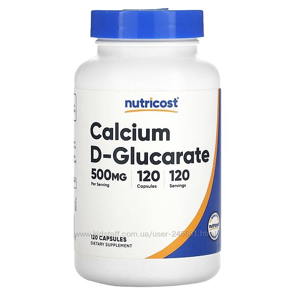 Nutricost, кальцію D-глюкарат, 500 мг, 120 капсул 