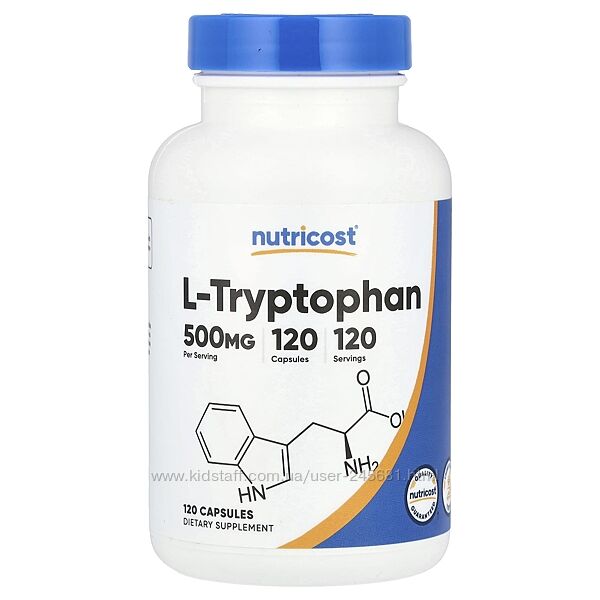 Nutricost, L-Tryptophan, 500 mg, 120 Capsules   L-триптофан