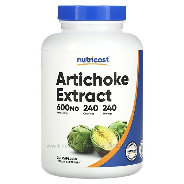 Nutricost, екстракт артишоку, 600 мг, 240 капсул   артишок