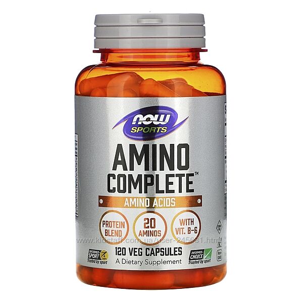 NOW Foods, Sports, Amino Complete, амінокислоти, 120/360  рослинних капсул 