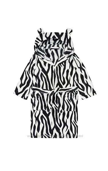 Новый детский утеплённый халат Livarno  флис зебра