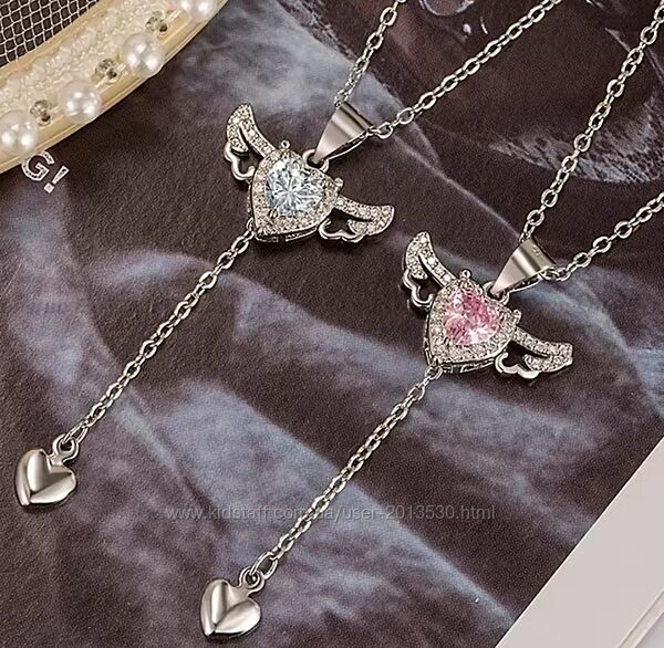 Ніжна підвіска з сердечком з мультфільму барбі, підвіска з крильцями