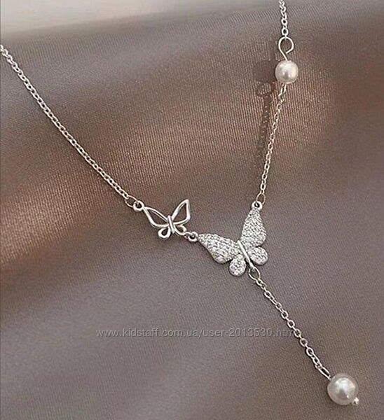 Ніжна підвіска з метеликами, прикраса, срібло, кулон, намисто, кольє