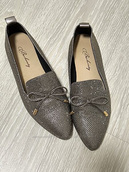 Туфлі туфли шкіра кожа лофери berkonty стрази оксфорди балетки лодочки