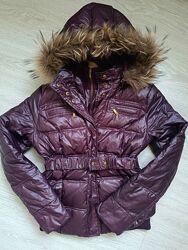 Куртка курточка зима пух капюшон єнот натуральний пуховик