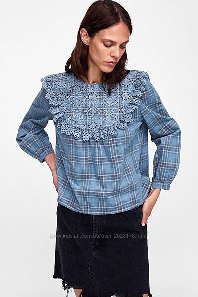 Хлопковая блузка блузон кофточка с вышивкой бавовняна