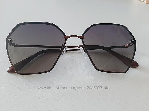 Солнцезащитные коричневые очки шестигранной формы