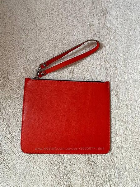 Красная кожаная сумочка для документов клатч 