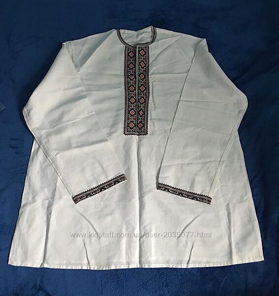 Белая винтажная мужская вышиванка Handmade