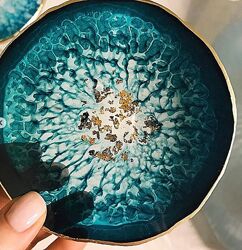 Подстаканники и сырная тарелка из эпоксидной смолы