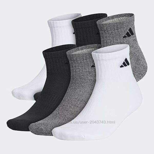 Шкарпетки Adidas ATHLETIC QUARTER SOCKS 6 PAIRS оригінал США носки спортивн