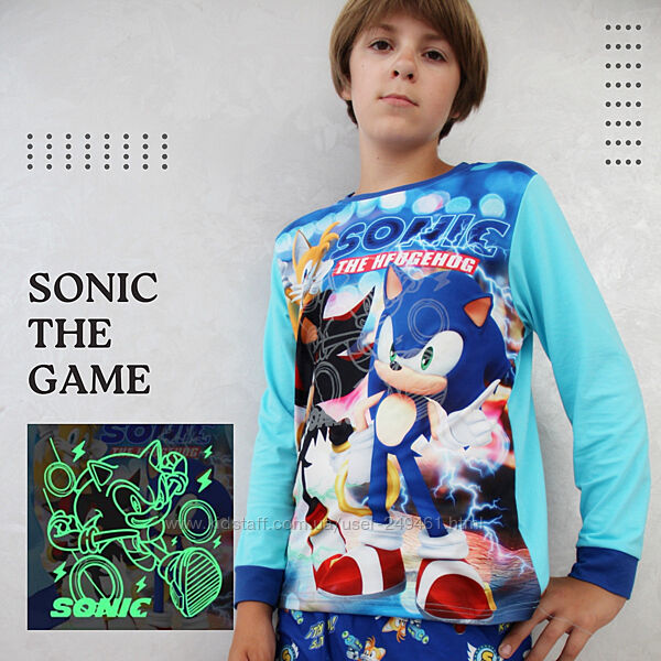 Пижама хлопковая для мальчика светится в темноте Соник игра Sonic 3-13 лет
