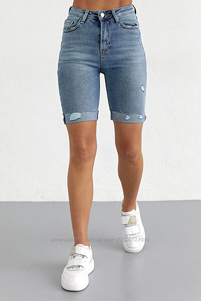 Жіночі джинсові шорти з підкатом