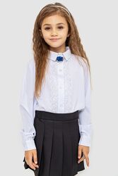 Блуза для дівчинки з білим мереживом святкова, блуза в школу