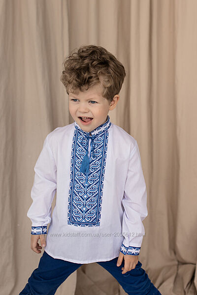 Вишиванка синім по білому хлопчача  