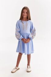 Блакитна дитяча сукня  вишита колосками 