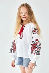 Вишиванка з червоною жар-птицею для дівчинки