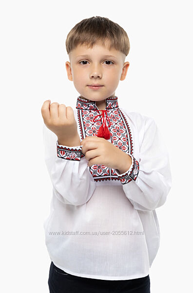 Класична вишиванка для хлопчика з червоно-чорним орнаментом