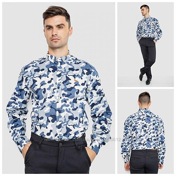 Сорочка чоловіча повсякденна біло-синя    