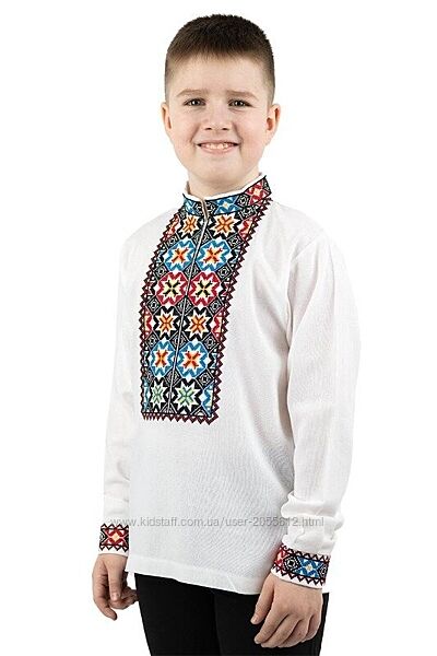 Хлопчача сорочка з різнокольоровою вишивкою 
