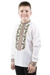 Хлопчача вишиванка біла з жолудями