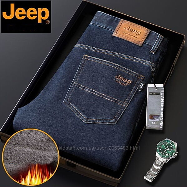 Зимові утеплені чоловічі джинси на флісі jeep