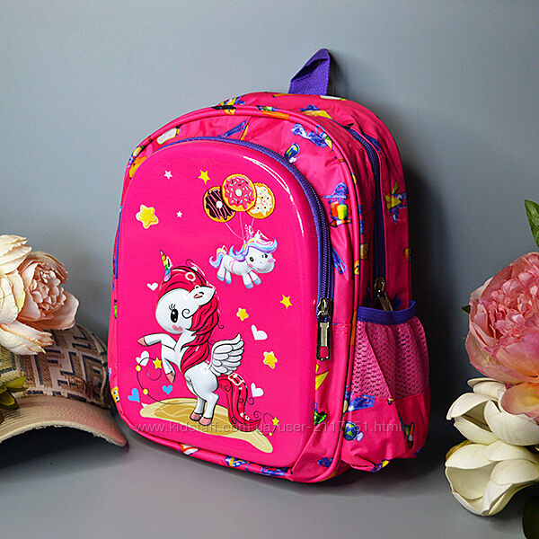 Школьный рюкзак для девочки Единорог малиновый