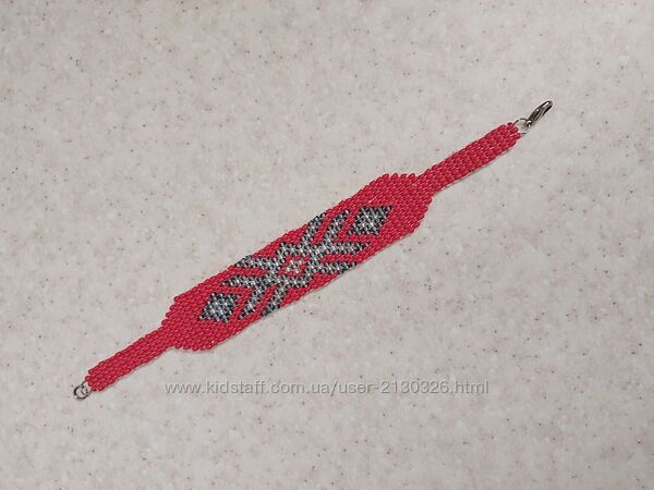 червоний браслет в українському стилі прикраси ручна робота браслети