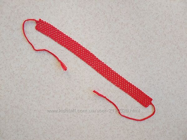 червона силянка чокер на завязках прикраси ручна робота стрічковий гердан