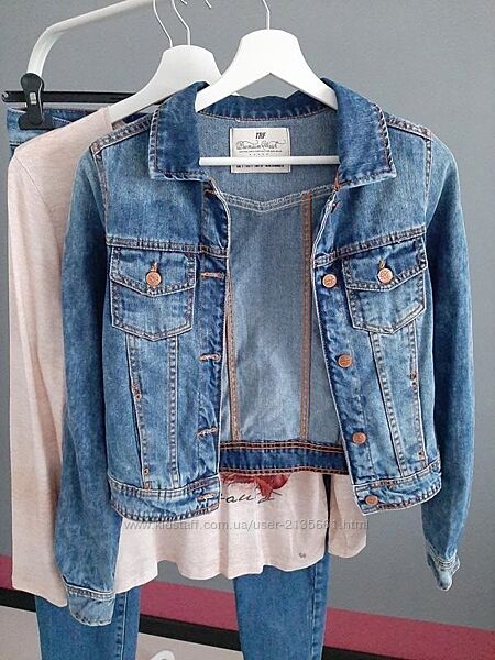 Стильна фірмова джинсова куртка ZARA нова колекція Premium, Розмір S. Замір