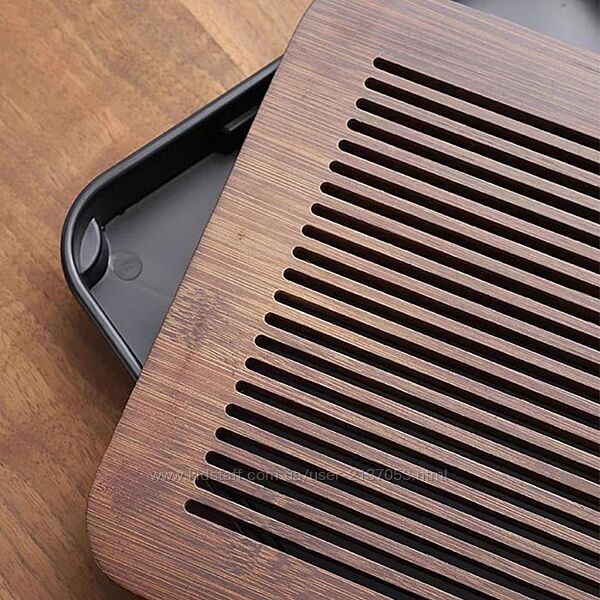 Чабань прямокутна бамбуковий темний верх 19х32см чорний піддон