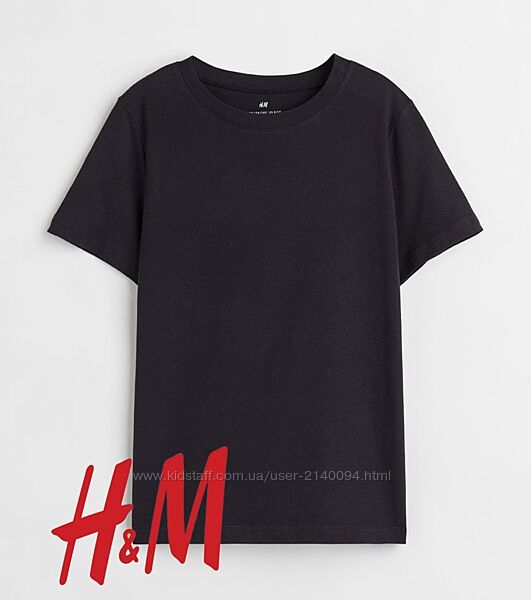 Футболка H&M 134-140 146-152 158-164 170 для хлопчика базова чорна