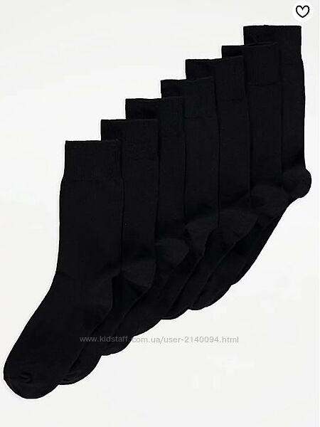 Шкарпетки George чоловічі 39-46 упаковка з 7 пар чорні носки