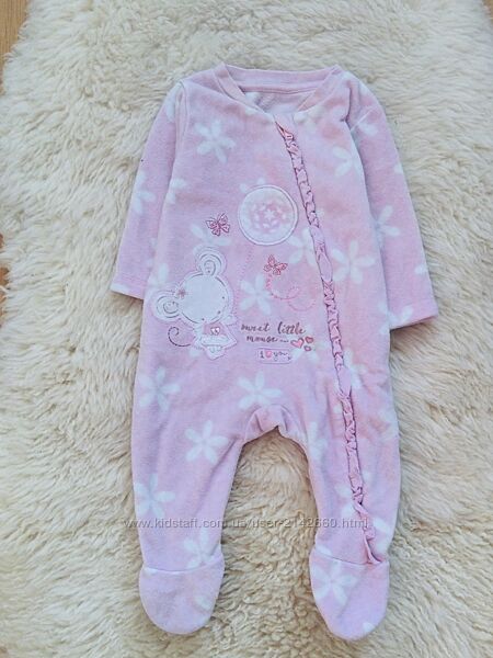 George 0-3 міс 56-62 зріст Теплий флісовий чоловічок, бодік з Мишкою. Стан 