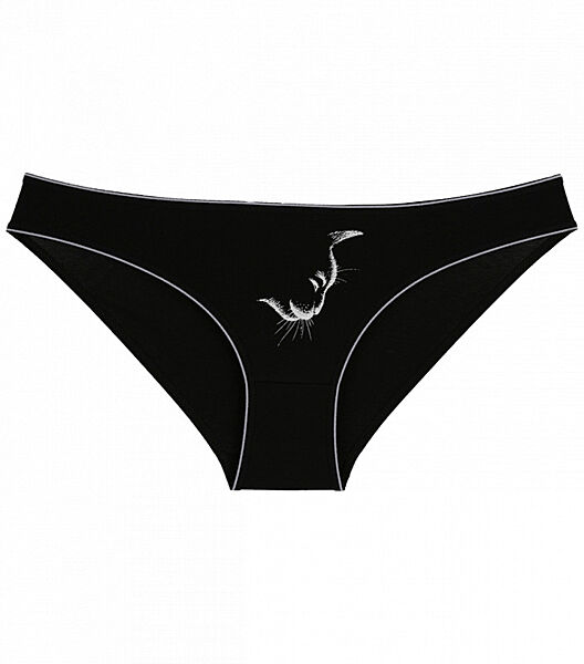 Трусики жіночі чорні Donella з принтом Кошеня