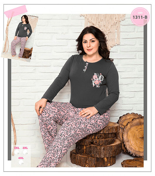 Зимова піжама кофта та штани великого розміру