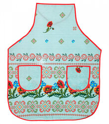 Кухонний фартух льняний Маки